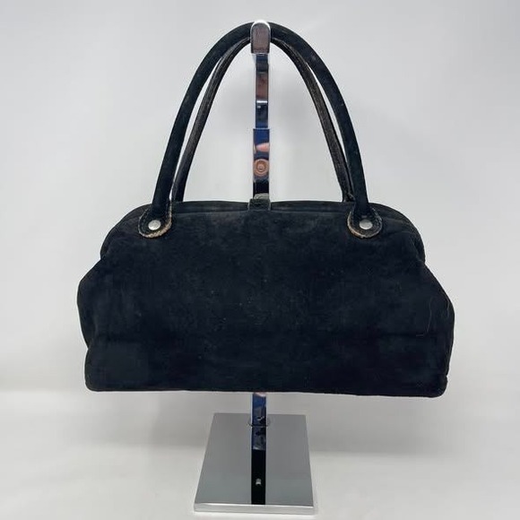 Circle Y Sibyls Collection Western Satchel Black Suede Leather Silver Buckle NFR - Picture 3 of 10